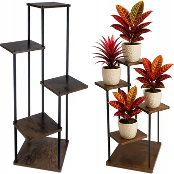 Stojan na květiny Držák Na Květináč Stojan na květiny Rostliny Kovový regál Loft 5 x Police