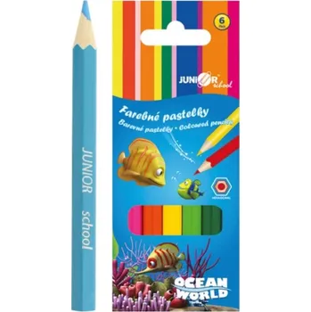 Pastelka Pastelky barevné dřevo krátké Ocean World šestihranné 4,5x11x1cm