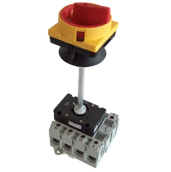 spínač Bezpečnostní hlavní vypínač žluto-čer. s ovlád.z dveří rozv. Tracon TSS-10/4K 400V, 50Hz, 100A, 4P, 30kW, 64×64mm (Tracon TSS-10/4K)