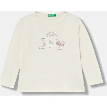 Dětské bavlněné tričko s dlouhým rukávem United Colors of Benetton 3ATNG10L8.P.Seasonal béžová 02X, vel. 110