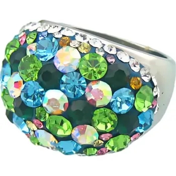 Prsten Prsten s barevnými krystaly a stříbrnou barvou, elegantní design pro každou příležitost. 54,4