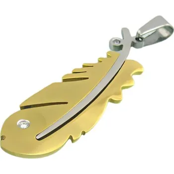 Přívěsek Přívěsek ve tvaru peří s krystalem a stříbrnou barvou, elegantní design, 6,5 g.