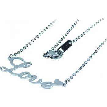 Přívěsek Ocelový přívěsek LOVE na řetízku se stříbrnou barvou, kód produktu 3PP2069.