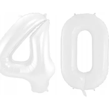 Balónek Balónky ČÍSLA BÍLÉ 40 k narozeninám výročí oslavě párty 100 cm