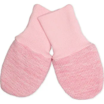 Kojenecký body Baby Nellys Pletené kojenecké rukavičky vel. 56/68 - 1 pár, růžový melírek