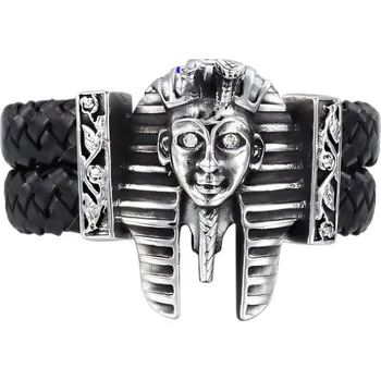 Náramek Náramek s egyptským motivem a ozdobným detailem, délka 220 mm, šířka 23 mm, rozměr ozdoby 45.5 x 45.5 mm.