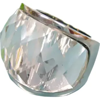 Prsten Prstýnek s velkým průsvitným krystalem v elegantním designu, stříbrná barva, kód produktu 7PR10397. 57