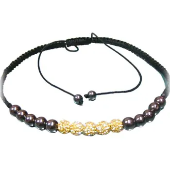 Řetízek Náhrdelník s perlovými korálky a ozdobnými prvky, délka 740-420mm, šířka korálků 10mm.