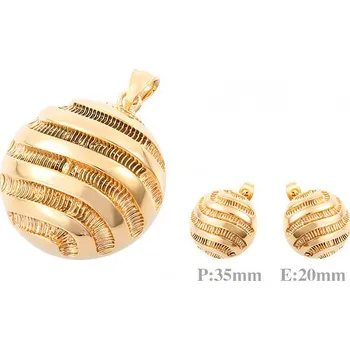 Souprava šperků Zlatý set přívěsku a náušnic s elegantním vlnkovým designem – přívěsek 35 mm, náušnice 20 mm