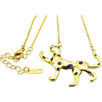 Přívěsek Přívěsek s motivem kočky v zlaté barvě, rozměry 43x36 mm, délka řetízku 500 mm, váha 13 g.