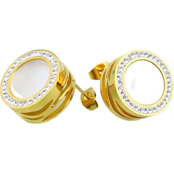 Náušnice Náušnice s kulatým designem a krystalovým zdobením, průměr 18 mm, hmotnost 8 g. Elegantní kousek pro každou příležitost.