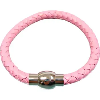 Náramek Náramek z růžového pleteného materiálu s ocelovým zapínáním, elegantní a stylový doplněk pro každou příležitost.