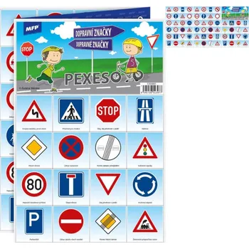 Pexeso Pexeso papírové Dopravní značky společenská hra 32 obrázkových dvojic 21x30cm