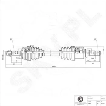 Poloosa kola Přední levá hnací hřídel Citroën C1 Peugeot 107 Toyota Aygo 327610 ESEN SKV
