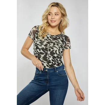 Dámská halenka MONNARI Dámské Halenky Vzorovaná Halenka s Krátkými Rukávy MONNARI hnědá 2441705