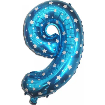 Balónek Balónek Číslice "9" Modrý s hvězdičkami (40 cm)