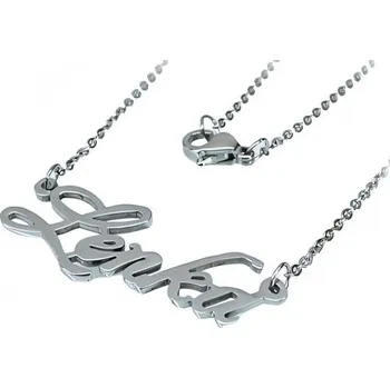 Přívěsek Osobní ocelový přívěsek s nápisem LENKA na jemném řetízku, stříbrná barva, kód produktu 3PP4034.