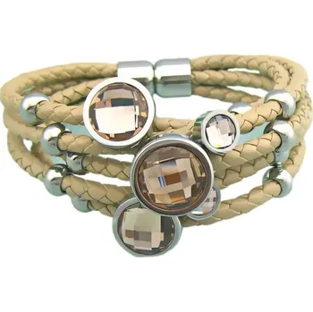 Náramek Náramek s křišťály a pleteným designem, délka 190 mm, stříbrná barva, elegantní doplněk pro každou příležitost.