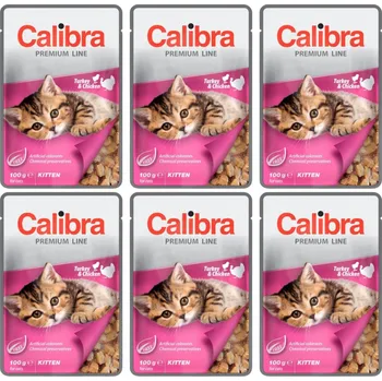 Krmivo pro kočku CALIBRA Premium Kitten Turkey & Chicken - mokré krmivo pro kočky - 6x100g