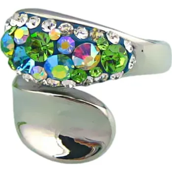 Prsten Ocelový prsten s barevnými krystaly a elegantním designem, velikost 12.8 g. 59,5