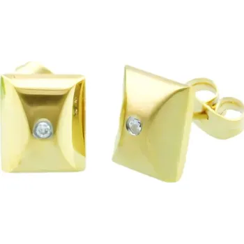 Náušnice Náušnice s geometrickým tvarem a kamínkem, rozměr 9x7 mm, váha 3 g.