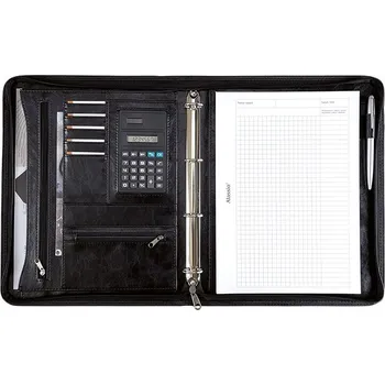 Allasio Massa A4 s kalkulačkou a zipem, černé