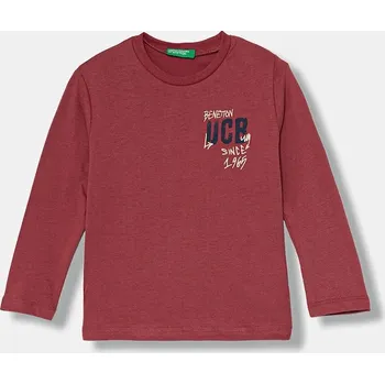 Dětské bavlněné tričko s dlouhým rukávem United Colors of Benetton 3ATNG10KT.P.Seasonal červená 92X, vel. 98