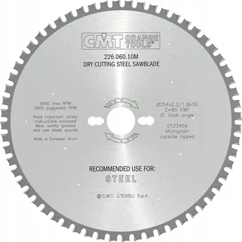 Pilový kotouč CMT HM pilový kotouč na ocel a železo pro suché řezání 254x30 60 zubů