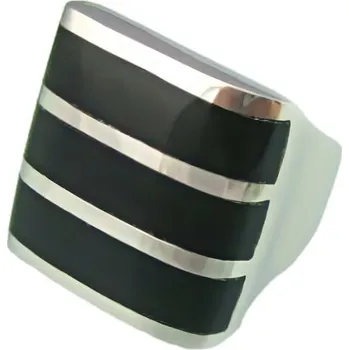 Prsten Ocelový prsten s černými a stříbrnými pruhy, elegantní design, velikost na míru. 59,5