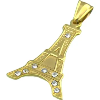 Přívěsek Přívěsek ve tvaru Eiffelovy věže se zirkony, 35x21 mm, stříbrná barva.