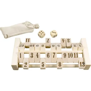 Desková hra Sklapni to! hlavolam dřevo edukační společenská hra v látkovém sáčku 11x20x5cm