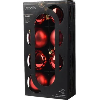 Vánoční ozdoba Ozdoba vánoční koule skleněná 7 cm červená 8 ks