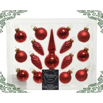 Vánoční ozdoba Ozdoba vánoční koule+špice červená 15 ks