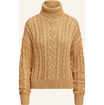 Dámský svetr Lauren Ralph Lauren Rolák S Třpytivou Přízí, velbloudí / zlatá