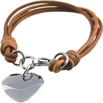 Náramek Náramek srdce na hnědé kůži, 20x18mm, 9g