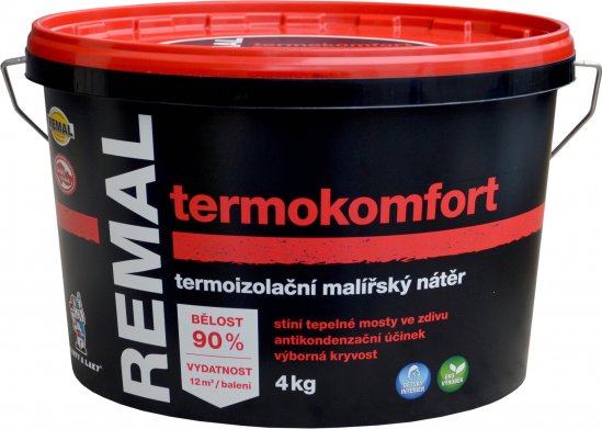 Barvy a laky Hostivař Remal Termokomfort, malířská barva, disperzní, termoizolační, 4 kg