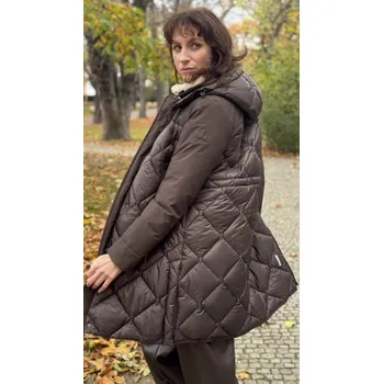 Dámský kabát Bunda New Canadian 722882442 hnědá prošívaná s kožíškem Velikost: 40