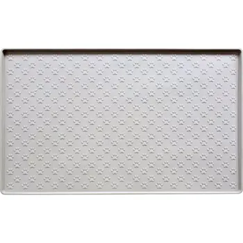 Pelíšek pro psa Silikonová podložka pod misky 48 x 30 cm Zvýšený okraj Voděodolná protiskluzová podložka pro psy a kočky na krmivo a vodu světle šedá