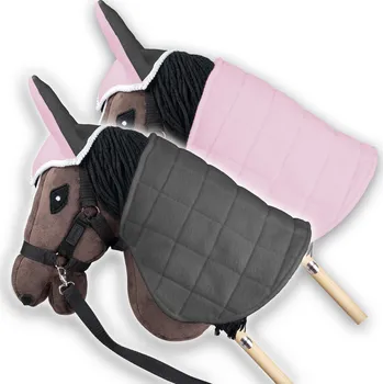 Hobby horsing Deka oboustranná a náušníky Skippi pro Hobby Horse - růžová a šedá