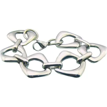 Náramek Náramek srdíčkový design 225x30mm, stříbrná barva, elegantní a moderní styl, ideální pro každodenní nošení.