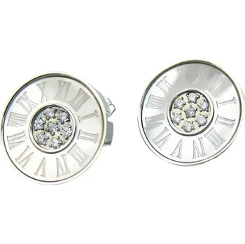 Náušnice Náušnice s římskými číslicemi a krystalovým středem, průměr 17 mm, hmotnost 8 g