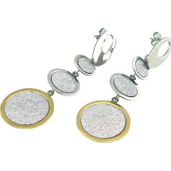 Náušnice Náušnice s dvojitým kruhovým designem a jemným texturováním, stříbrné barvy s zlatým akcentem, 5g.