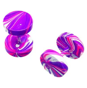 Náušnice Náušnice s barevným mramorováním, průměr 8 mm, hmotnost 3 g.