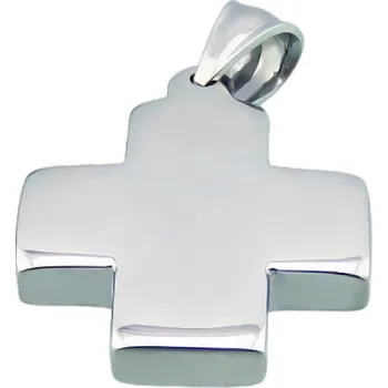 Přívěsek Přívěsek ve tvaru kříže se stříbrnou barvou, rozměry 29,5x25 mm.