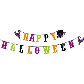 GIRLANDA BANNER NÁPIS HAPPY HALLOWEEN DEKORACE PAVOUK