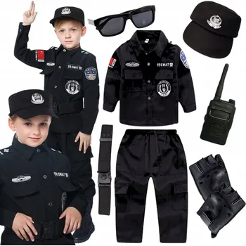 Karnevalový kostým KOSTÝM PŘEVLEK UNIFORMY JEDNOTKY SPECIÁLNÍ SÍLY POLICIE SWAT 152 158 CM