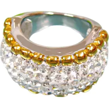 Prsten Ocelový prsten s krystaly a zlatou barvou, elegantní design pro každodenní nošení. 52