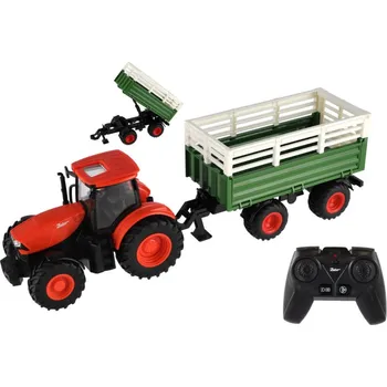 autíčko Traktor Zetor RC s vlekem plast 42cm 2,4GHz dobíjecí pack + baterie se zvukem v krabici