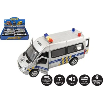 autíčko Auto policie záchranáři kov/plast 15cm na baterie se světlem se zvukem na zpětné natažení