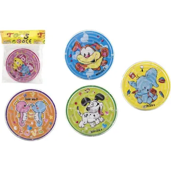 Hlavolam Bludiště hlavolam s kuličkou plast 7cm 6 barev v sáčku